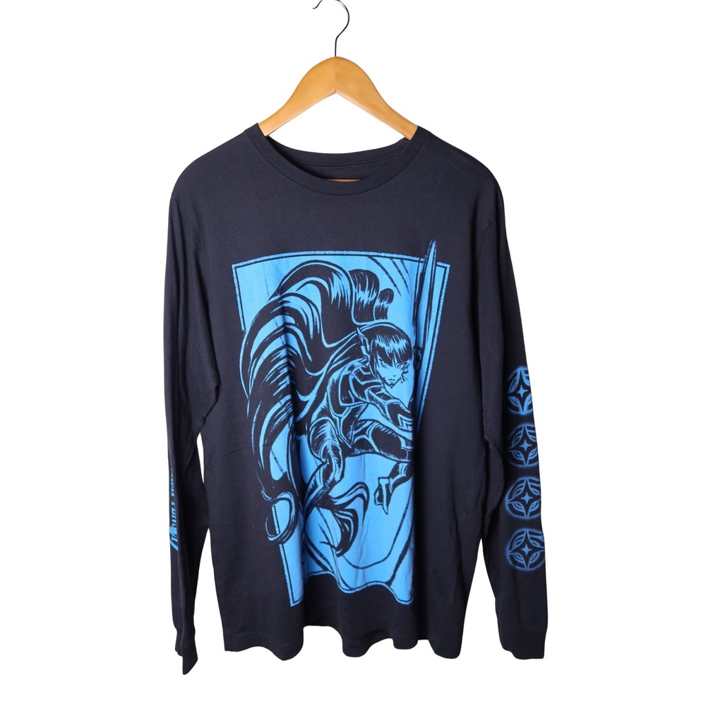 Shin Megami Tensei V Nahobino Long Sleeve Graphic T-Shirt Black Blue